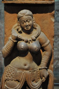 Yakshi_-_Railing_Pillar_-_2nd_Century_CE_-_Sand_Stone_-_Mathura_-_Indian_Museum_-_Kolkata_2012-11-16_1961